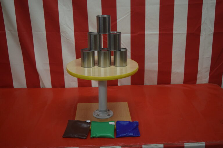 One Ball Table with Tin Cans
