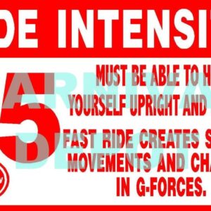 Ride Intensity Carnival Safety Sign