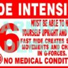 Ride Intensity Carnival Safety Sign