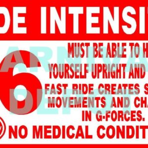 Ride Intensity Carnival Safety Sign