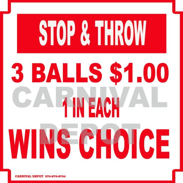 stop and throw carnival sign