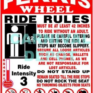 Ferris Wheel Carnival Ride Safety Sign