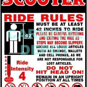 Scooter Carnival Ride Safety Sign