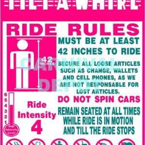 Tilt a Whirl Carnival Ride Safety Sign